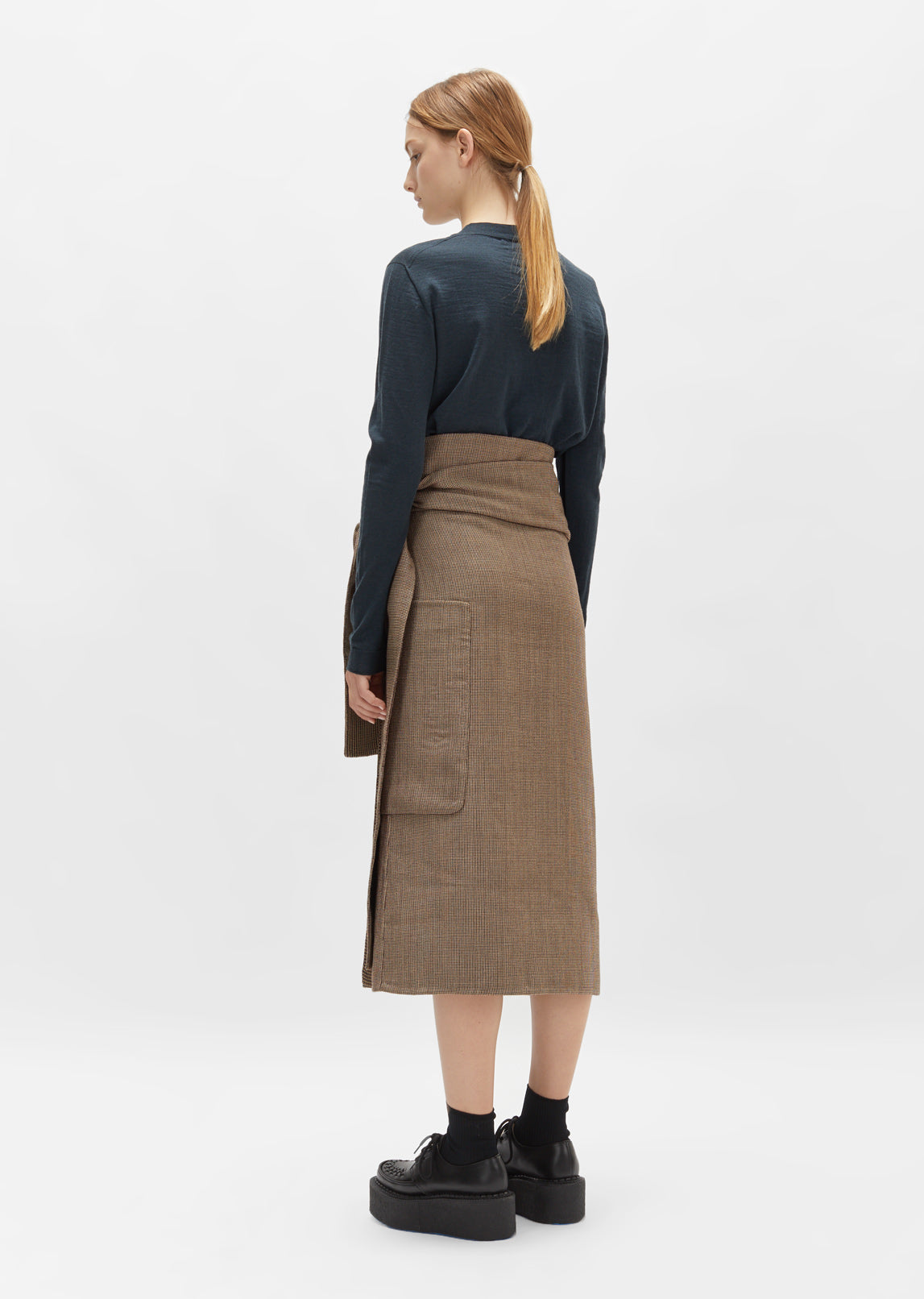 Double Faced Wool Houndstooth Wrap Skirt by Junya Watanabe- La Garçonne