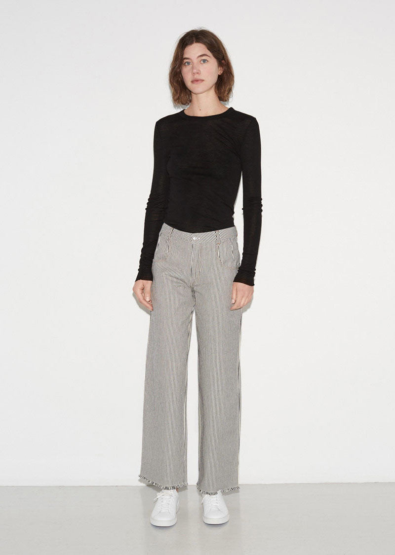 Frayed Striped Cotton Pants by T By Alexander Wang - La Garçonne