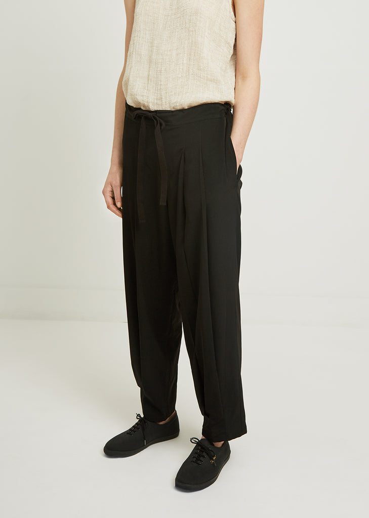 Chine Front Two Tuck Pant by Y's- La Garçonne