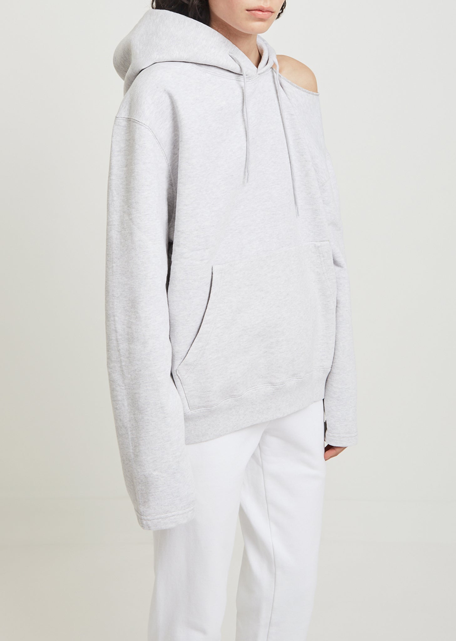 vetements open shoulder hoodie