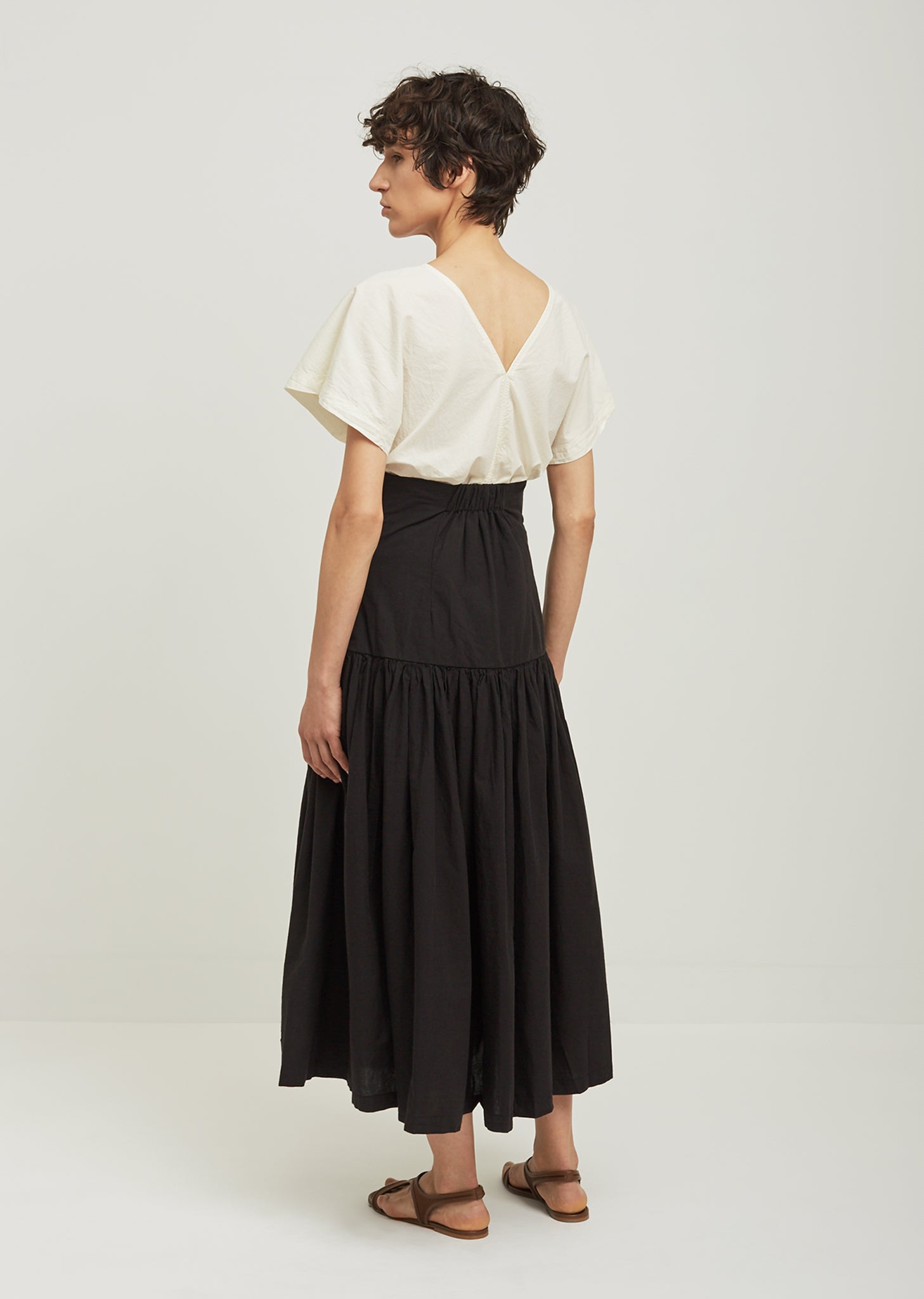 Lantan Pleated Cotton Skirt by Black Crane- La Garçonne