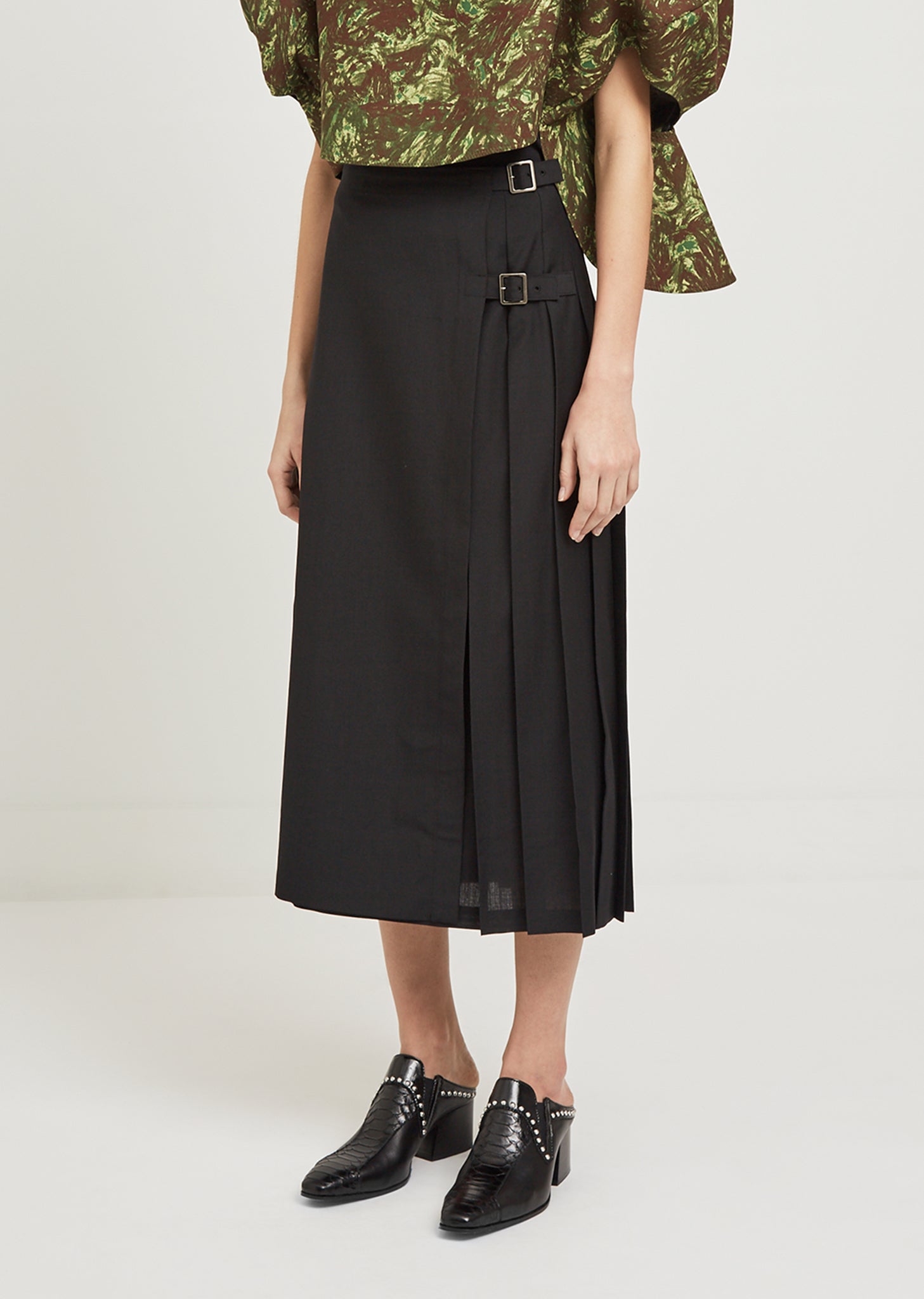 Polyester Wool Pleated Panel Skirt by Junya Watanabe - La Garçonne