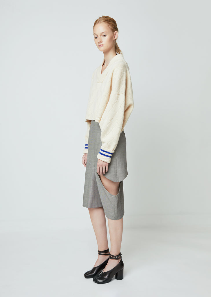 Pied De Poule Wool Skirt by Maison Margiela- La Garçonne