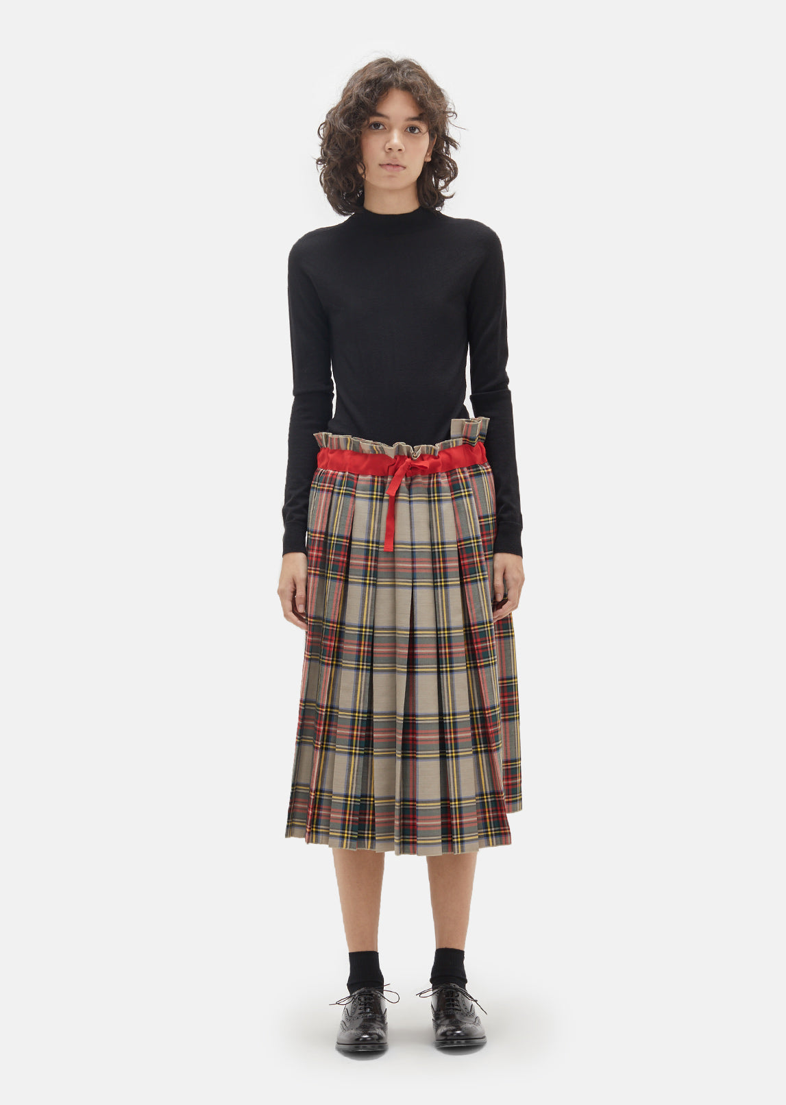 Gabardine Plaid Pleated Skirt by Sofie D'Hoore- La Garçonne