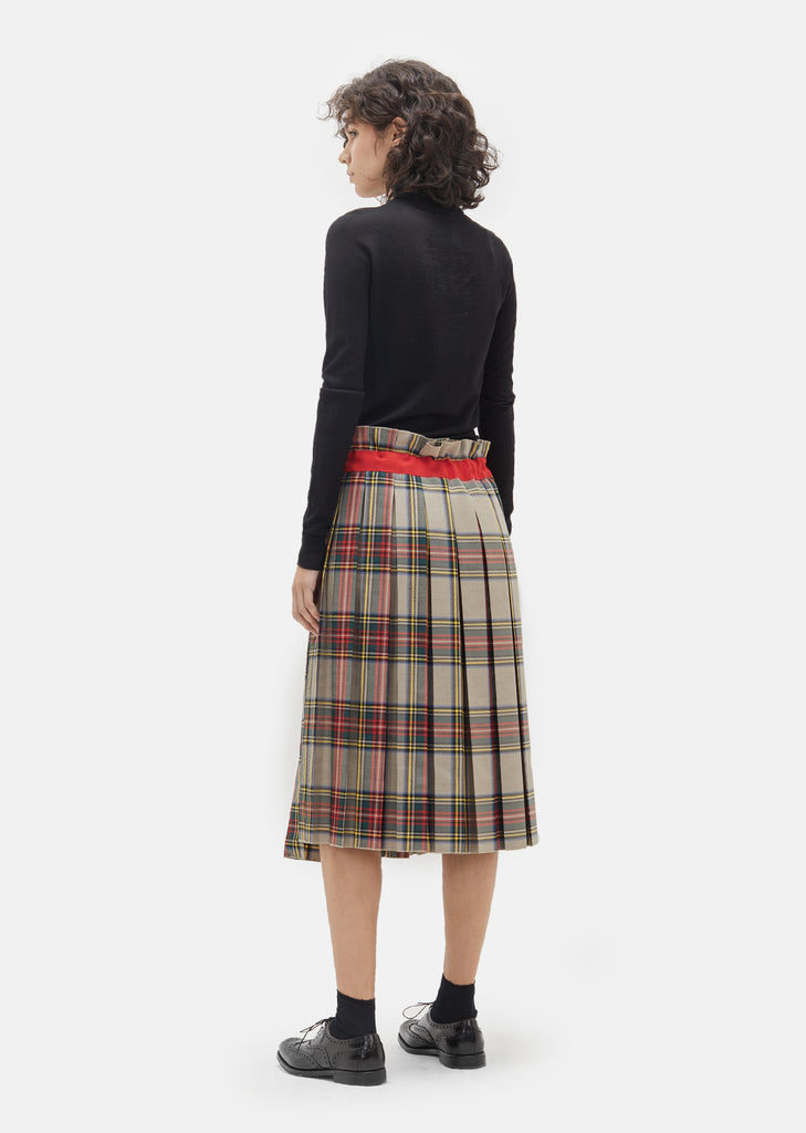 Gabardine Plaid Pleated Skirt by Sofie D'Hoore- La Garçonne