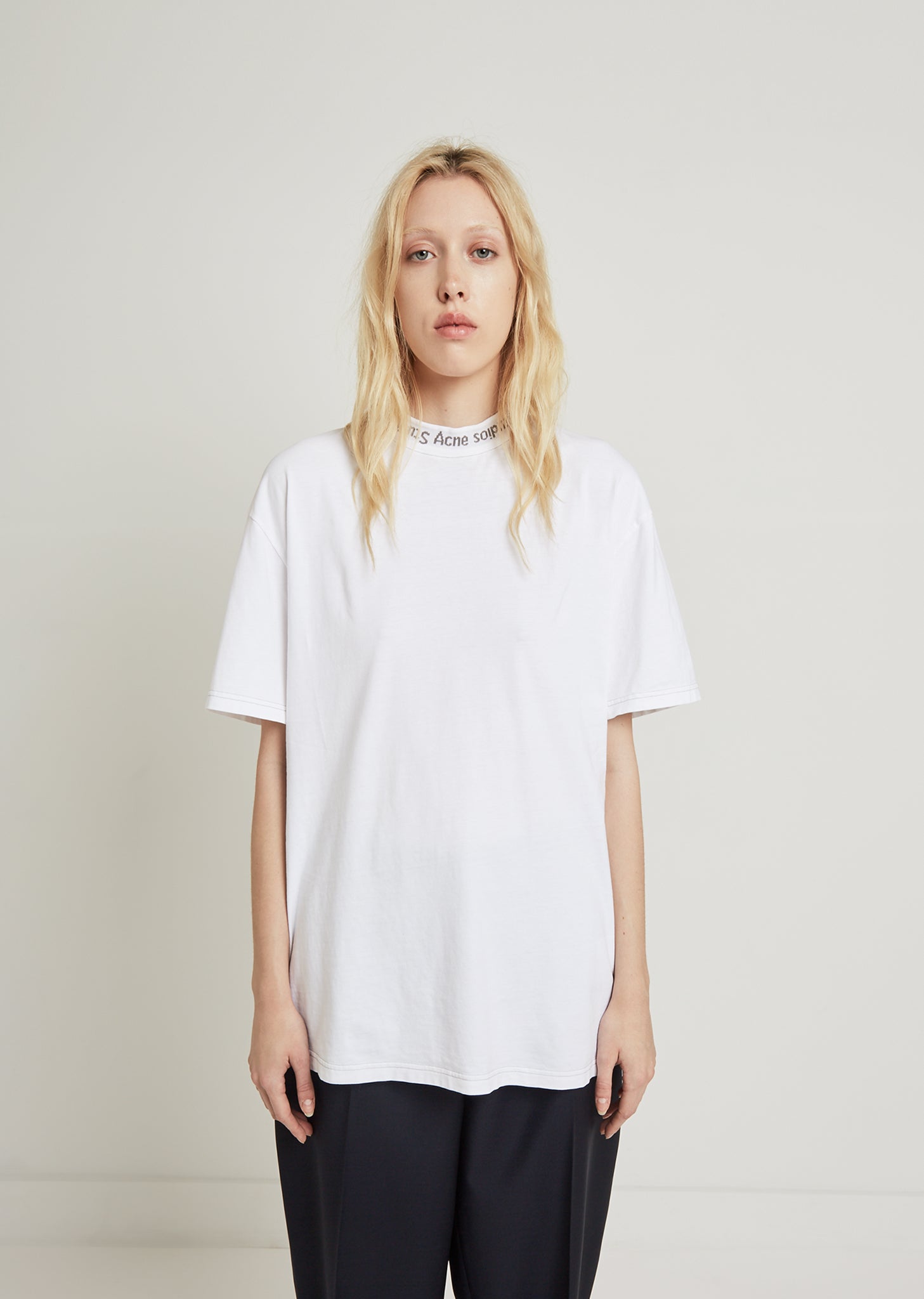 Gojina Dyed Neck Logo Tee by Acne 