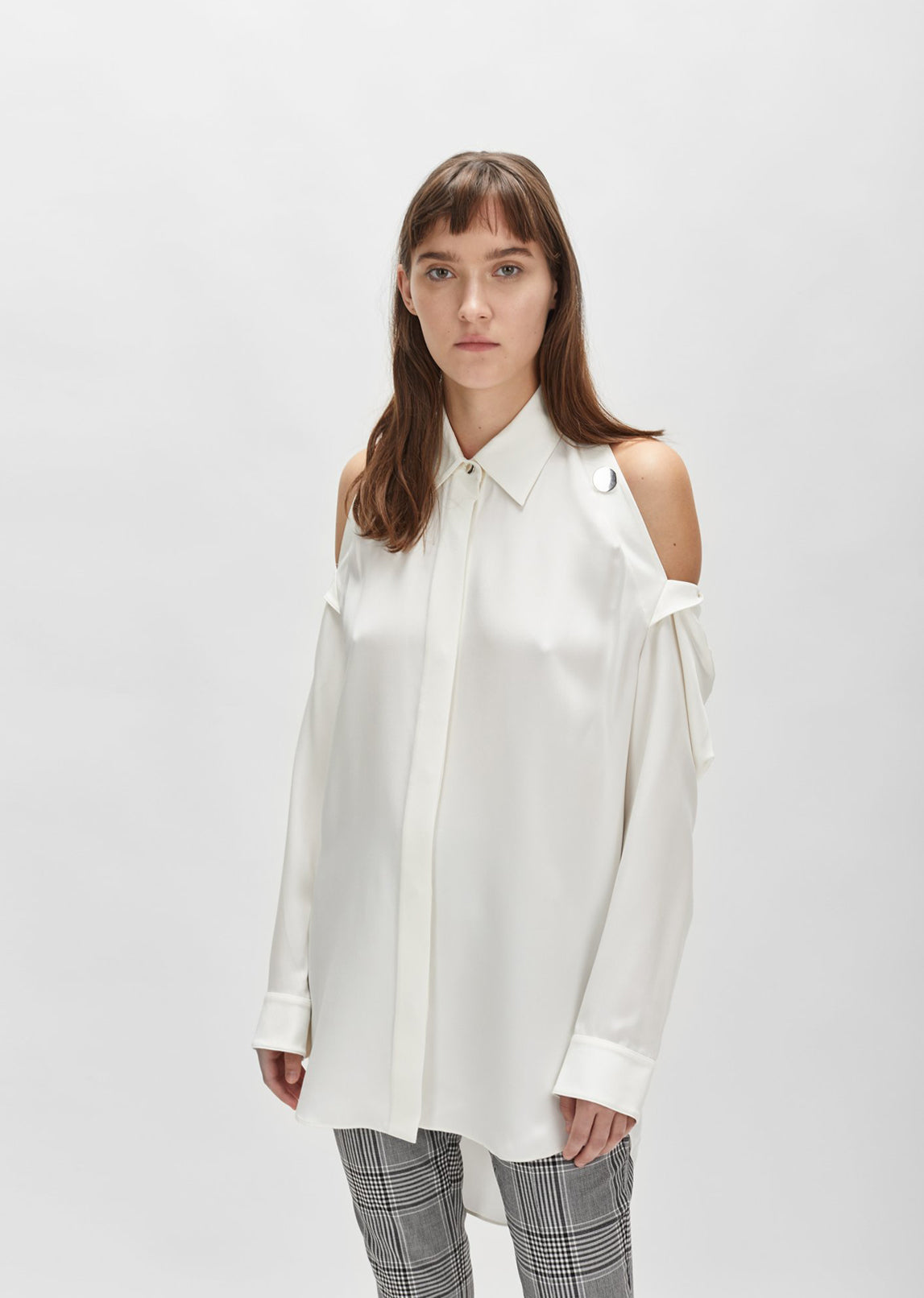 Off Shoulder Button Down Shirt by Alexander Wang- La Garçonne