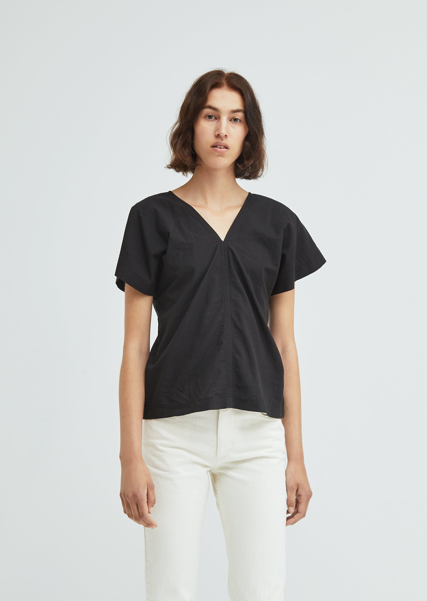 Two Panels Short Sleeve Cotton Top by Black Crane- La Garçonne