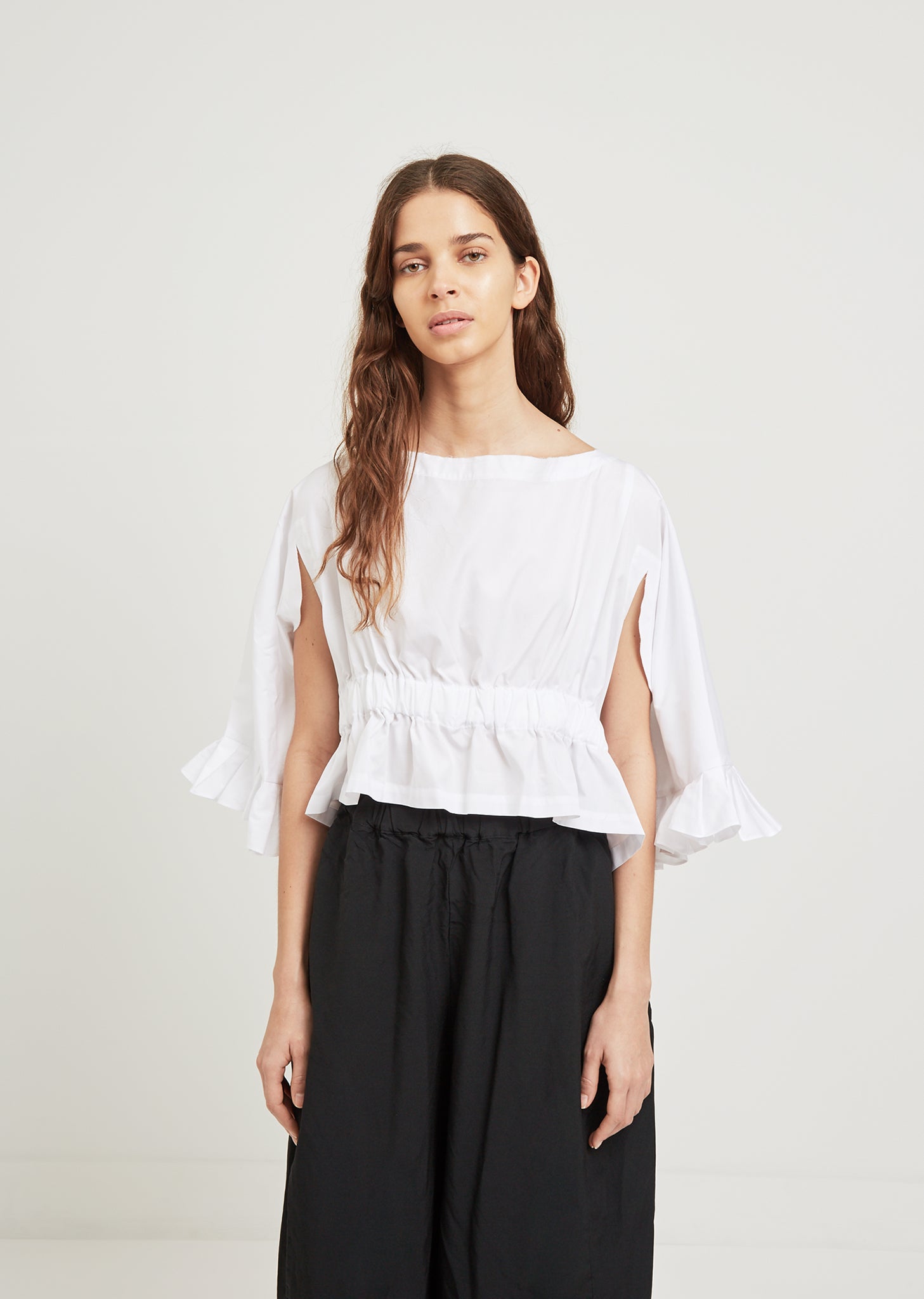 Cotton Broad Ruffled Crop Top by Comme 