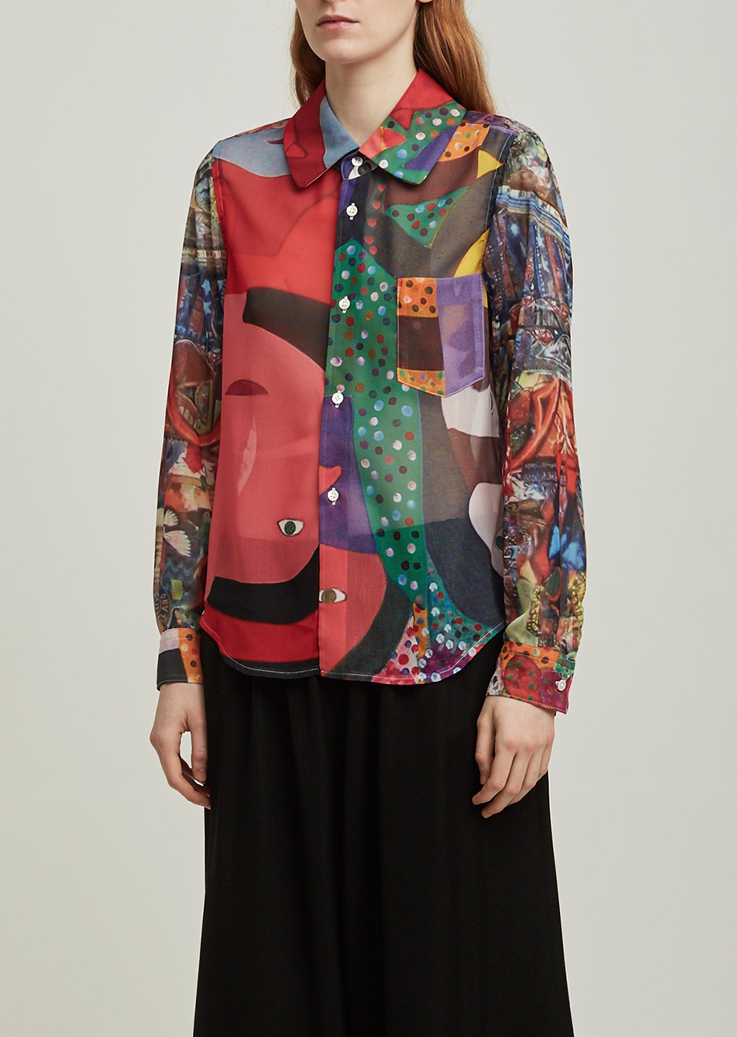 Polyester Georgette Inkjet Print Pattern Shirt By Comme