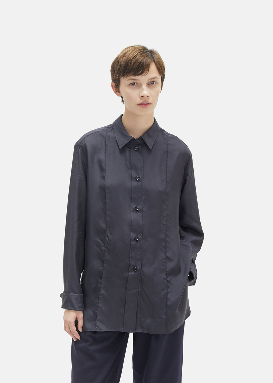 Silk Crepe Pointed Collar Shirt by Lemaire- La Garçonne