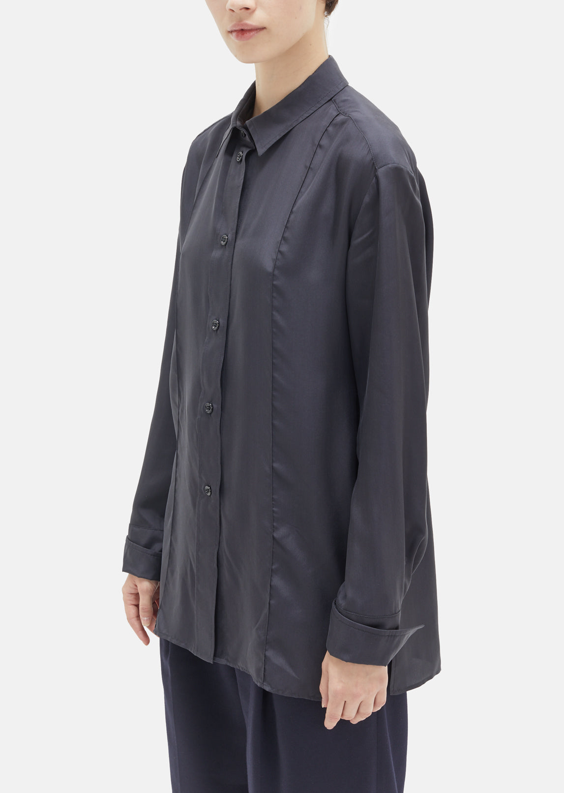 Silk Crepe Pointed Collar Shirt by Lemaire- La Garçonne