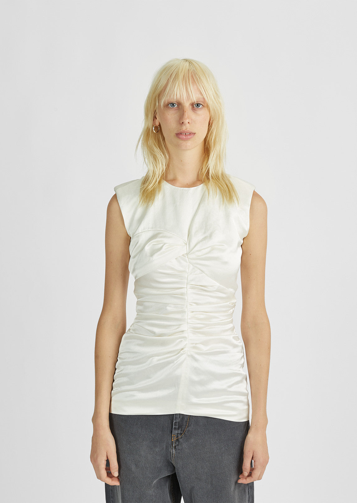 ruched sleeveless top