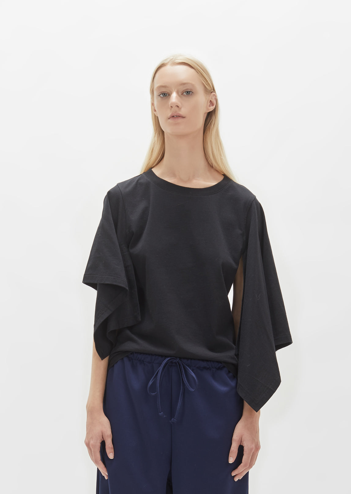 Black Asymmetric Drape Jersey T-Shirt by J.W. Anderson- La Garçonne