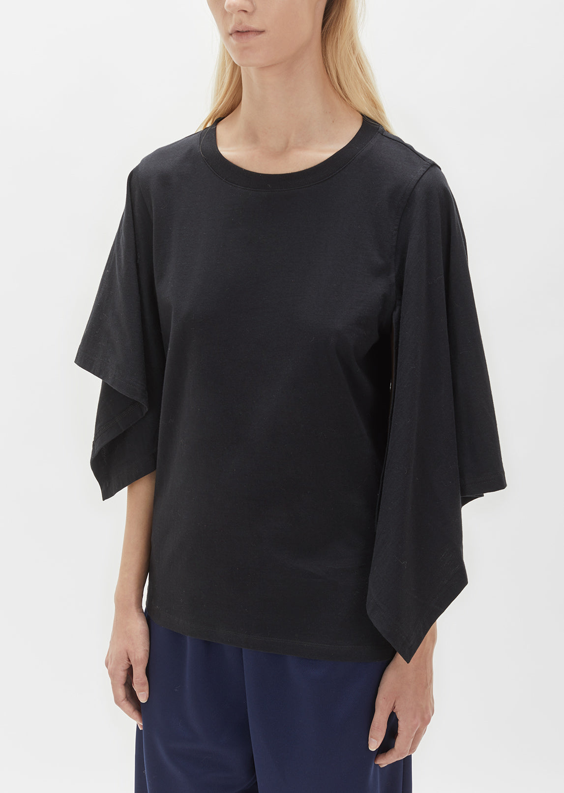 Black Asymmetric Drape Jersey T-Shirt by J.W. Anderson- La Garçonne