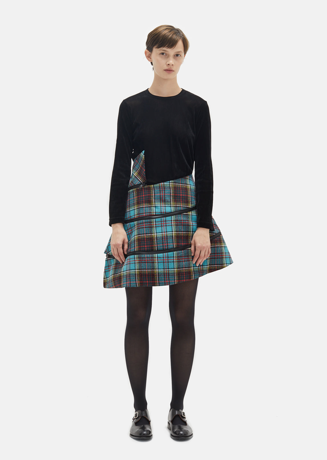 Wool Tartan Check Flared Skirt by Junya Watanabe- La Garçonne