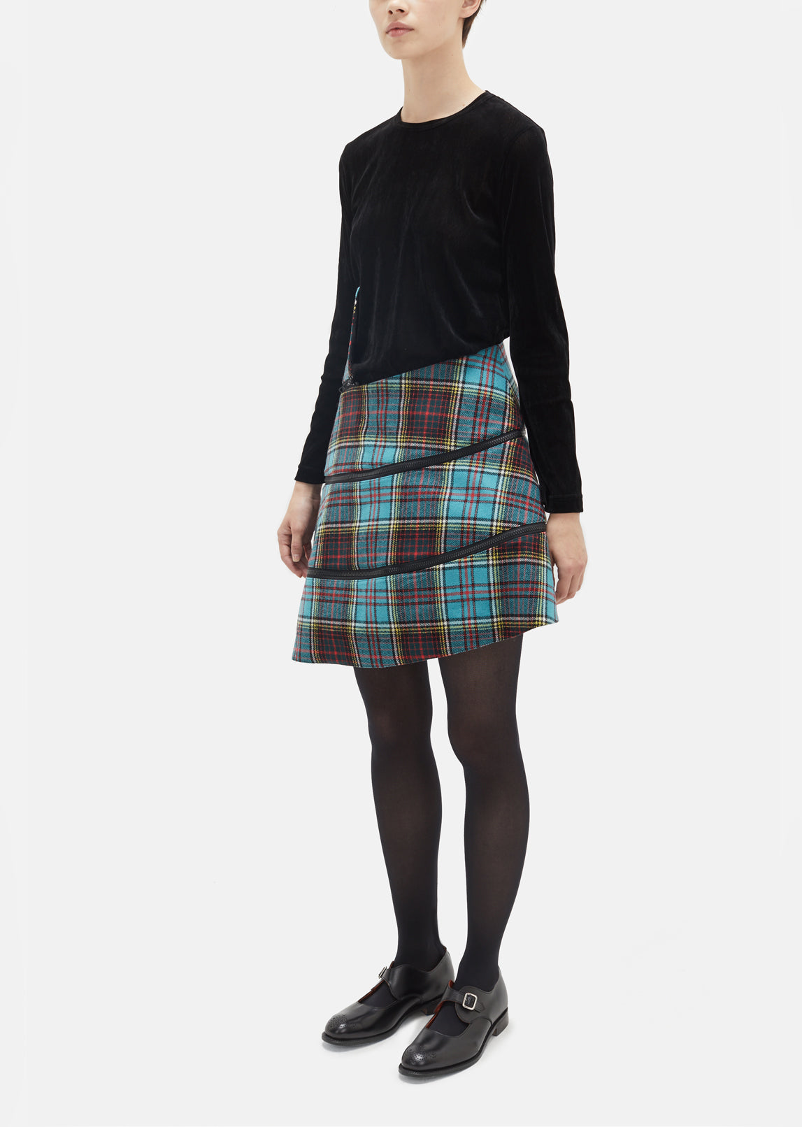 Wool Tartan Check Flared Skirt by Junya Watanabe- La Garçonne