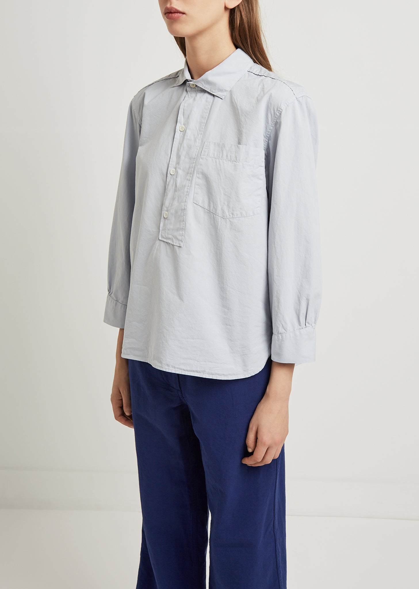 Asymmetric Collared Poplin Shirt by MHL by Margaret Howell- La