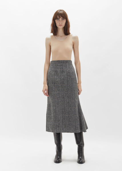 Checked Tweed Skirt - IT 38 / Grey