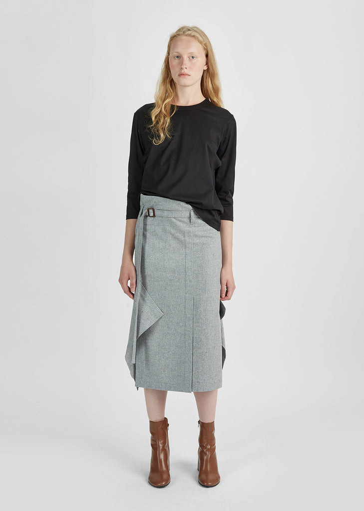 Merino Wool Flannel Belted Skirt by Nehera- La Garçonne