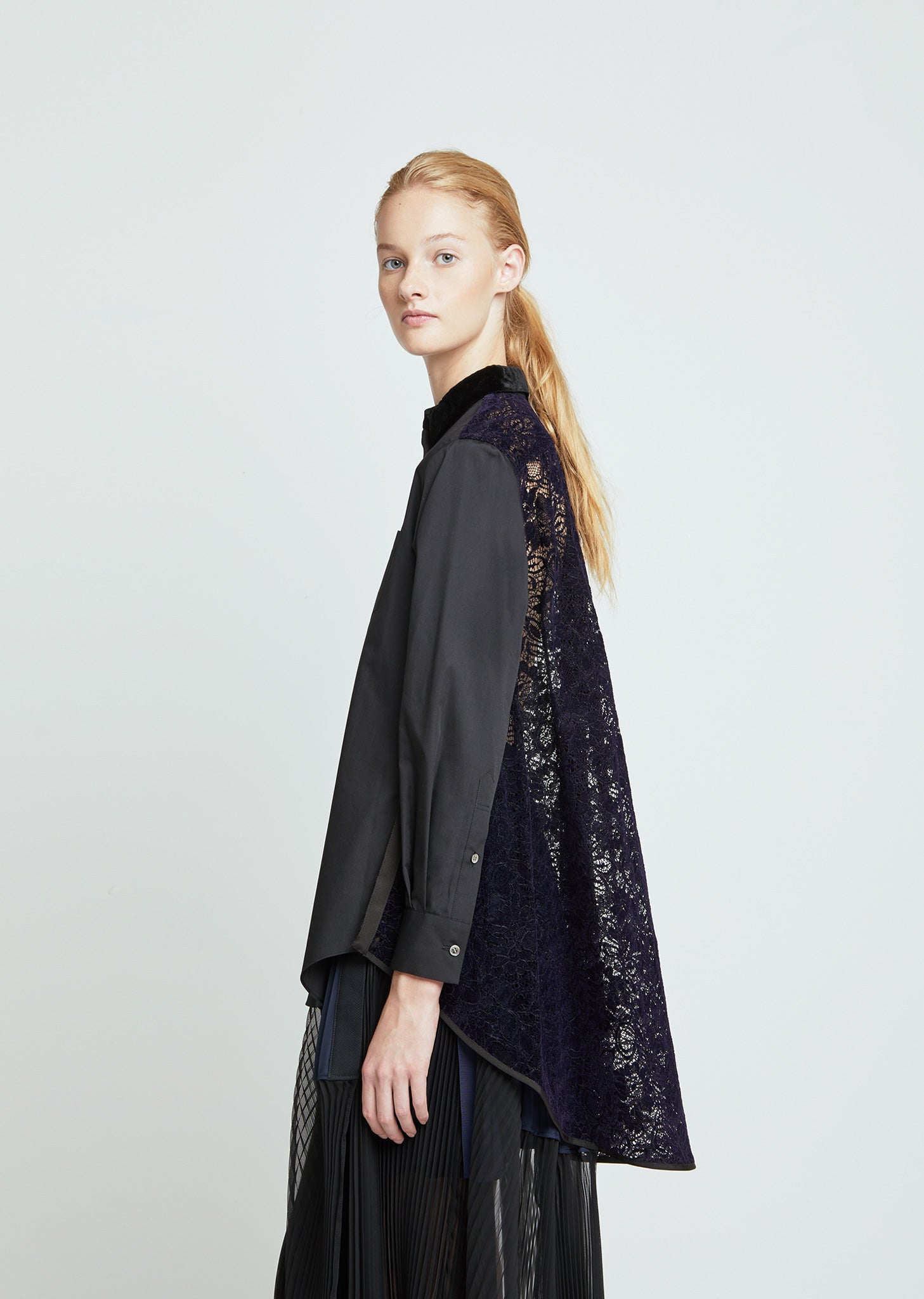 Flocking Lace Shirt by Sacai- La Garçonne