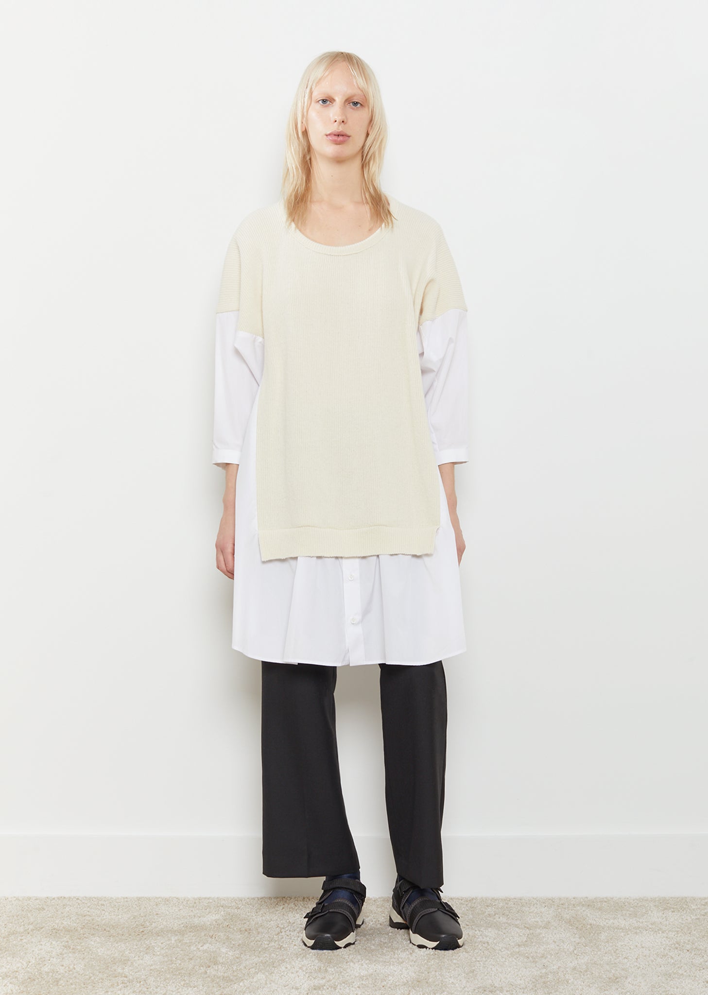 Knit Panel Oversized Shirt by Y's La Garçonne