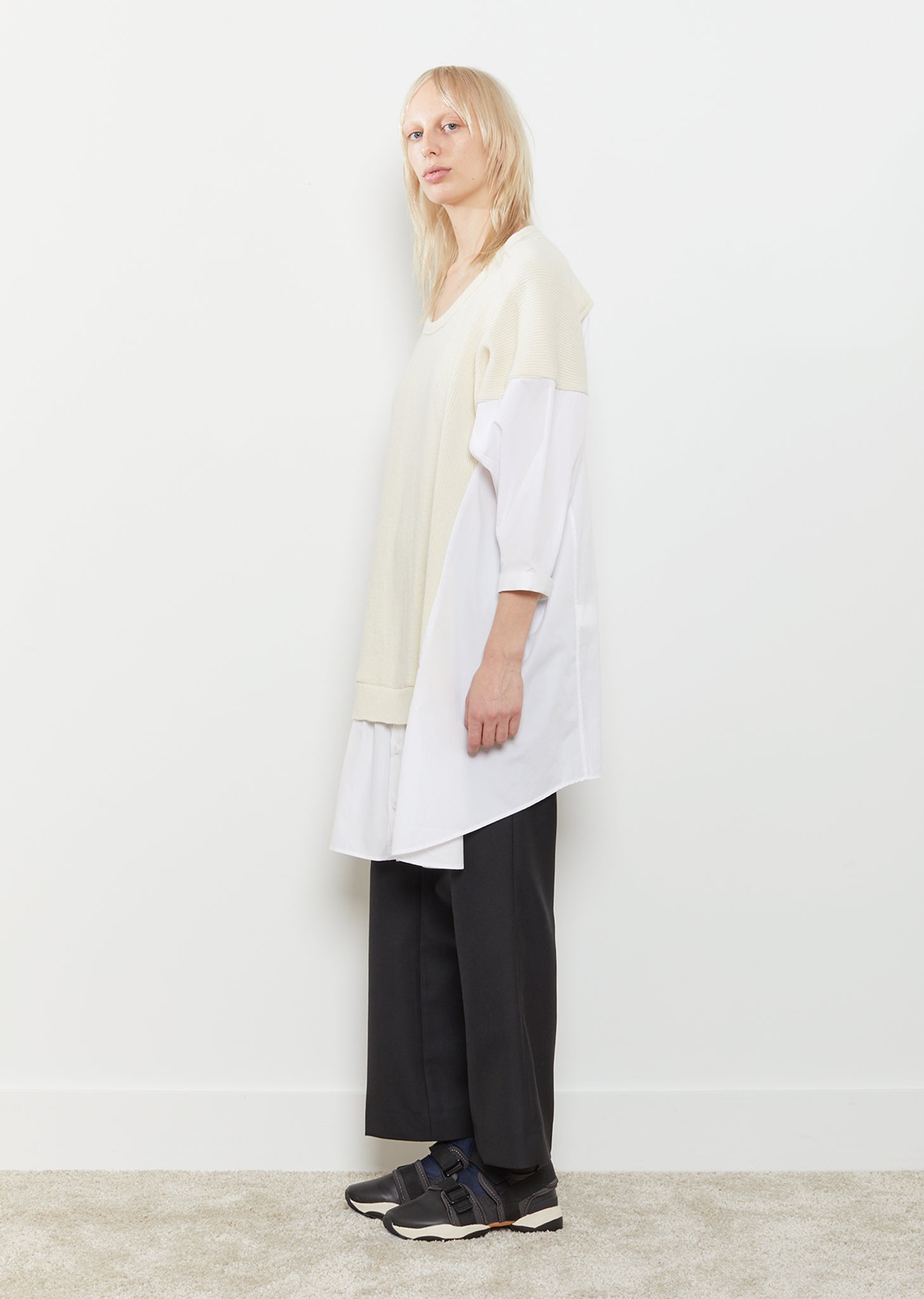 Knit Panel Oversized Shirt by Y's- La Garçonne