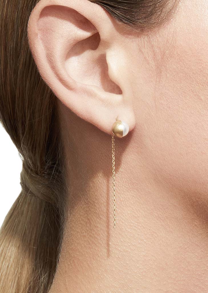 Half Pearl Chain Earring 90