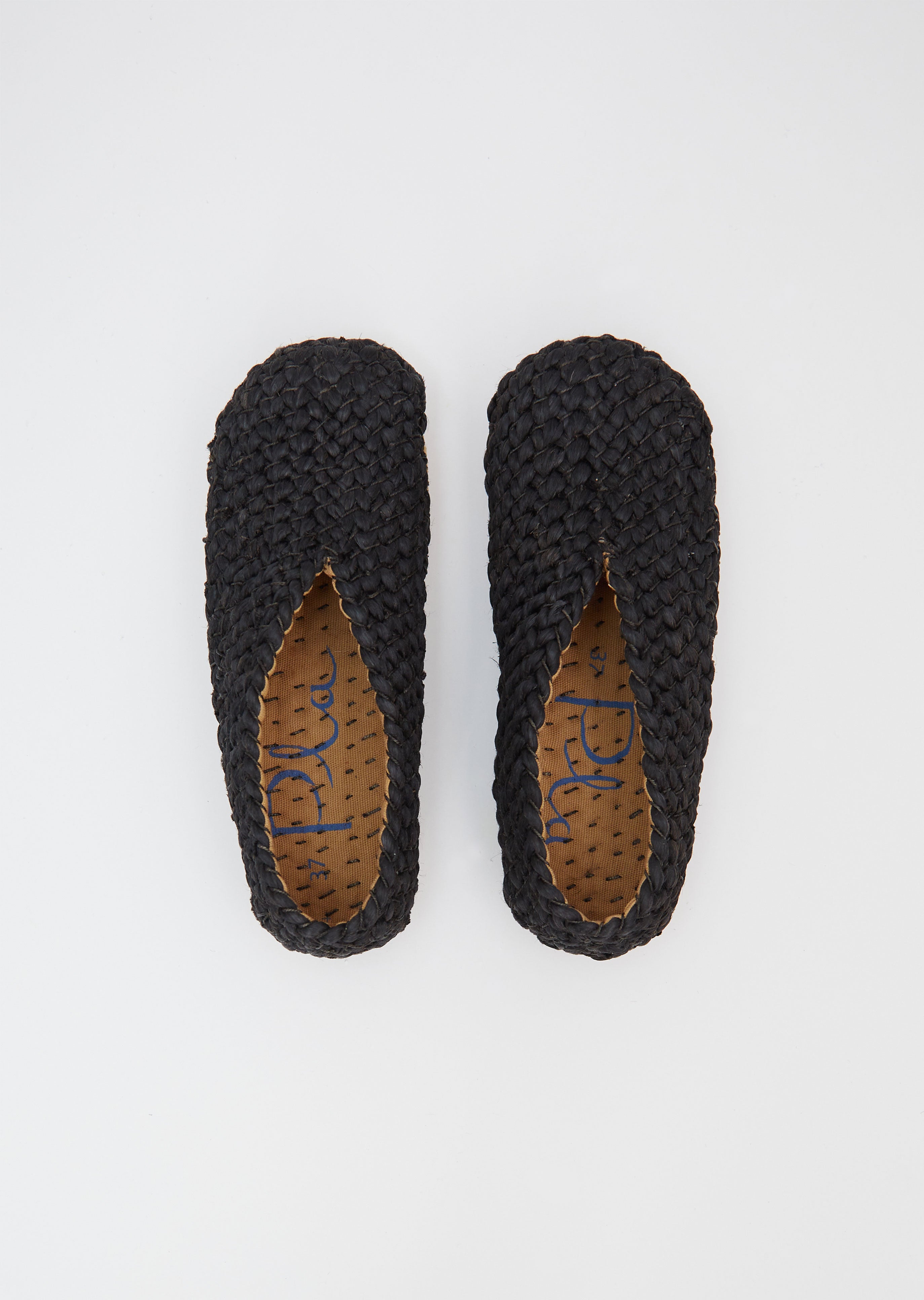 black woven flats