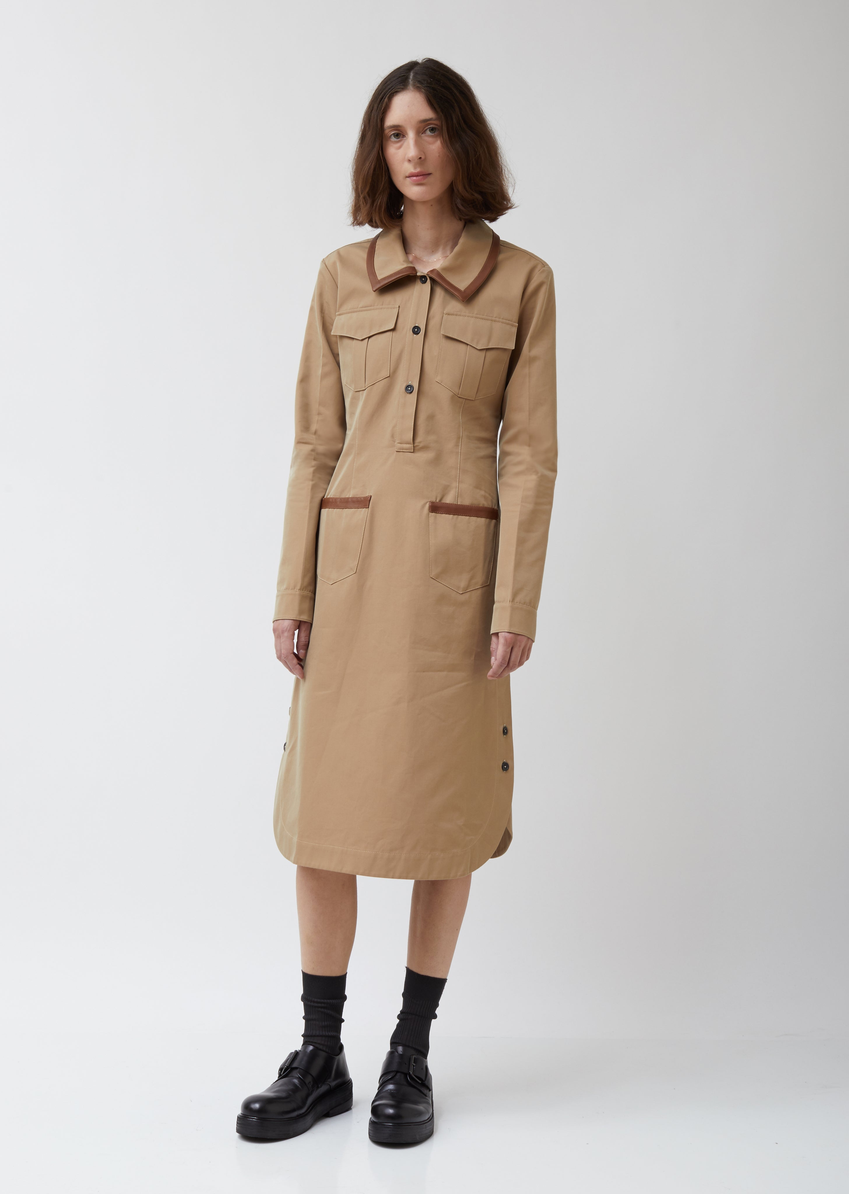 Safari Dress W/ Leather Trim – La Garçonne