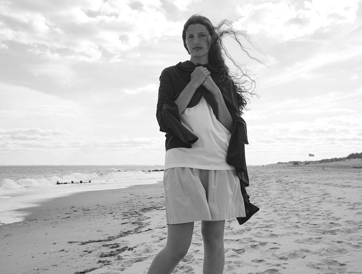 Rain Cape by Postalco; Oversized Cotton Tee by Totême; Unisex Sleepwear Poplin Shorts by Tekla 