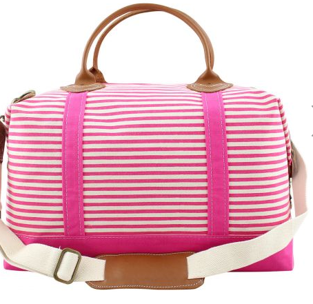 pink canvas duffle bag