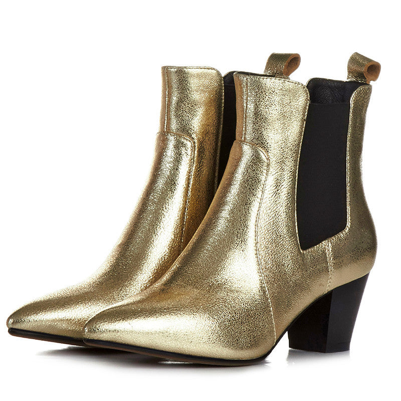 Bright Silver Gold Ankle Boots – So 