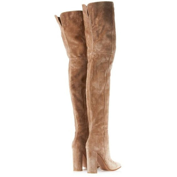 Pink/Nude Suede Thigh High Boots – So Chic Fashions