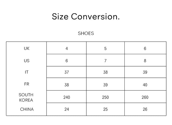 Size Chart Shoes - EUDON CHOI