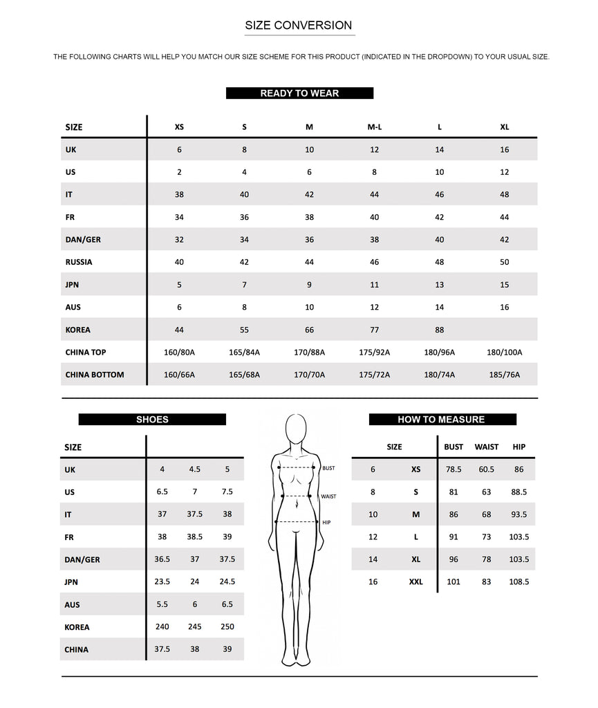 2018 Size Chart - EUDON CHOI