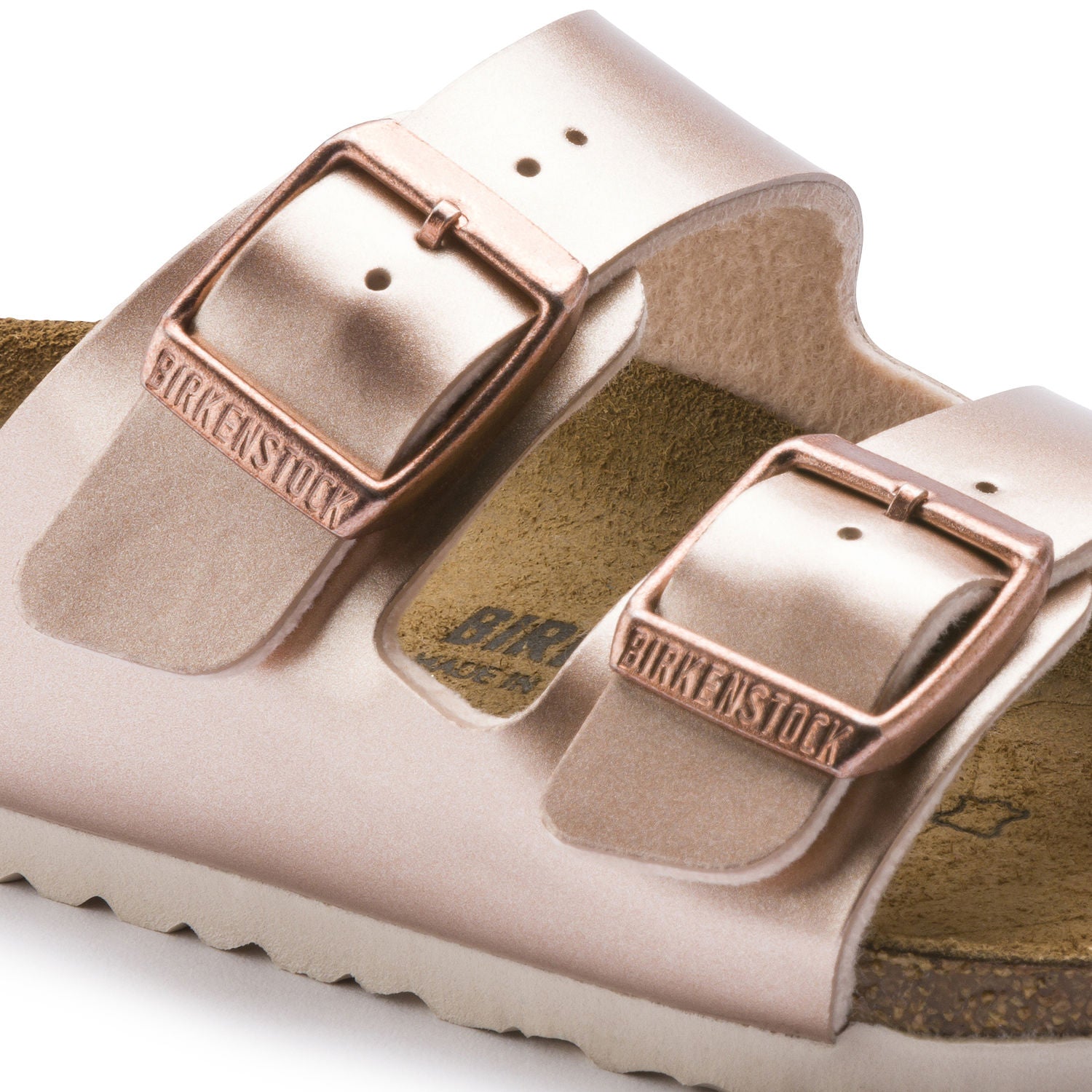 electric metallic copper birkenstock