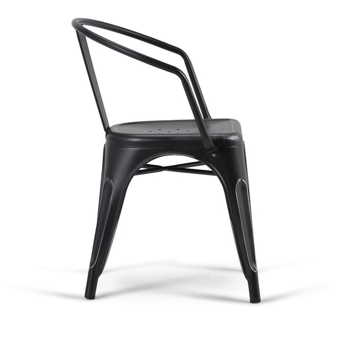 Distressed Black and Silver | Larkin Metal Dining Arm Chair