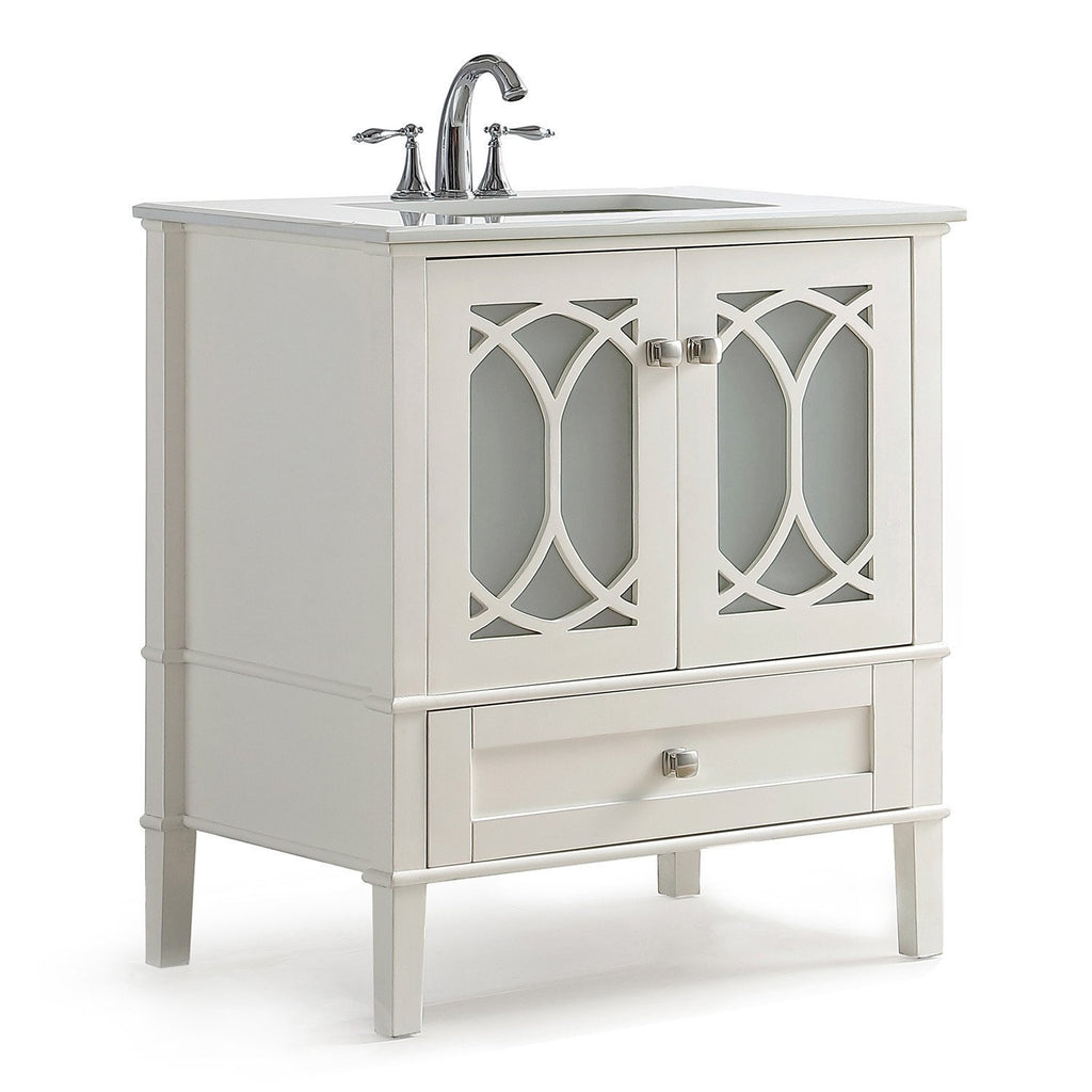 Paige 36 inch Bath Vanity in Soft White with White ...