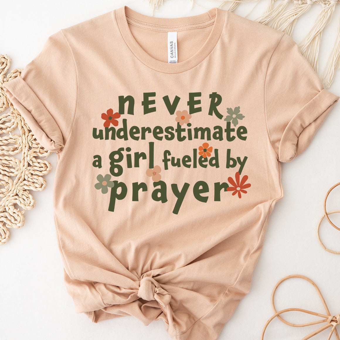 Never Underestimate a Girl Fueled by Prayer Tee - Doses of Grace product image