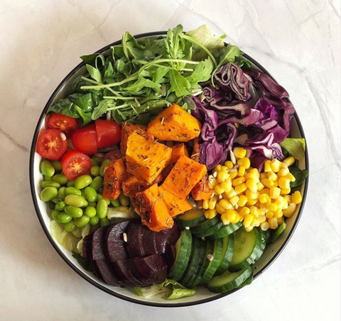 Rainbow bowl nutritional salad recipe