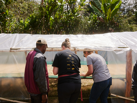 Caz and Alice check out drying bed