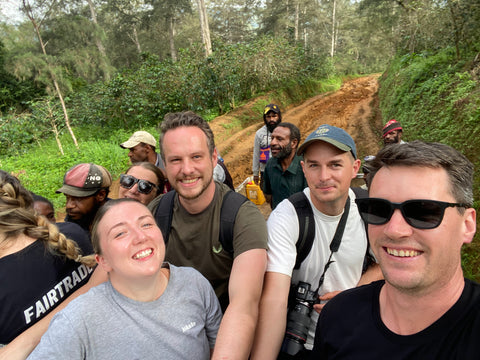 Caz and crew in the back of a truck heading to Purosa Primary School