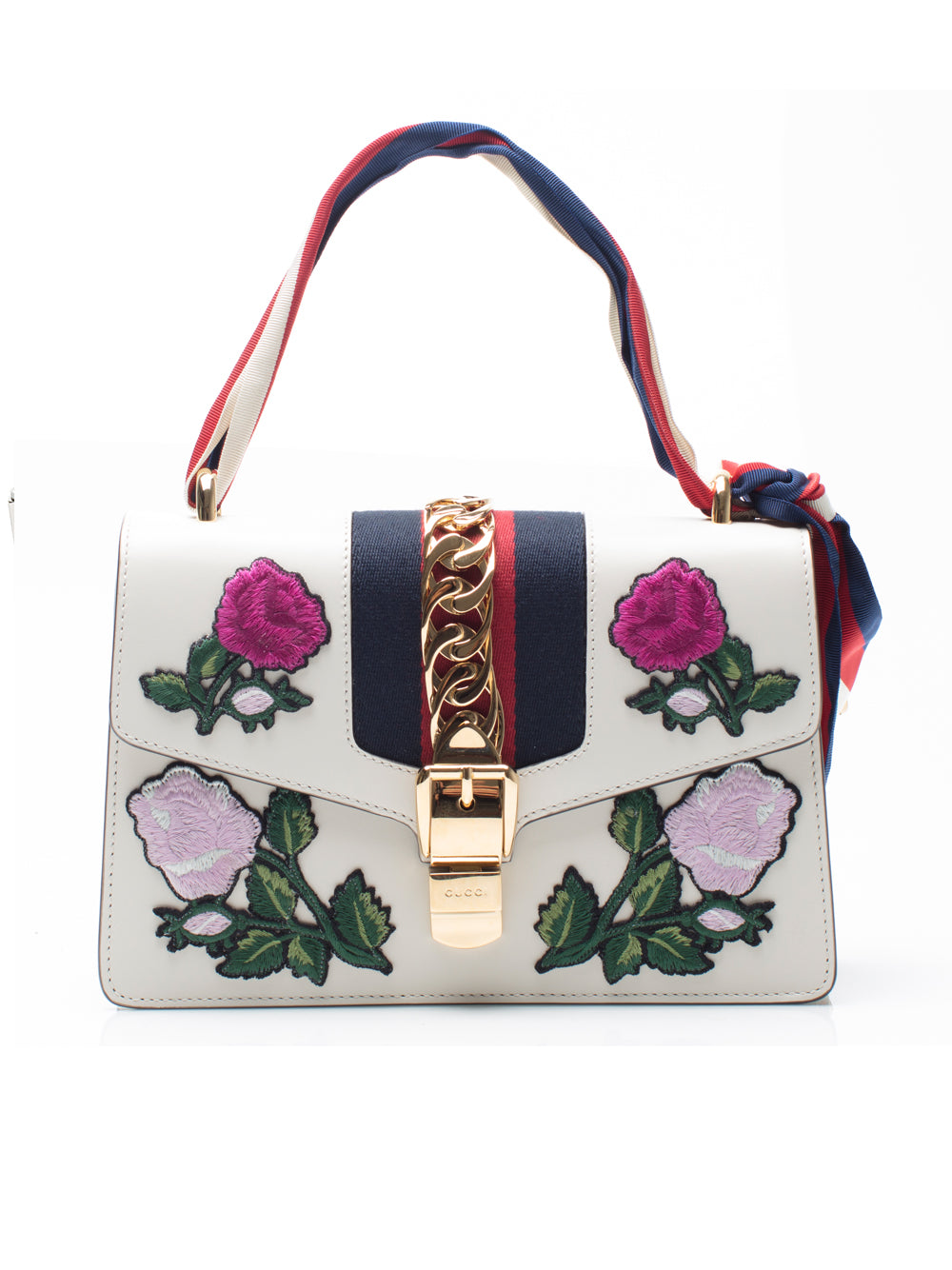Gucci Womens | Sylvie White Embroidered Small Shoulder Bag | 0 – KultBoutique