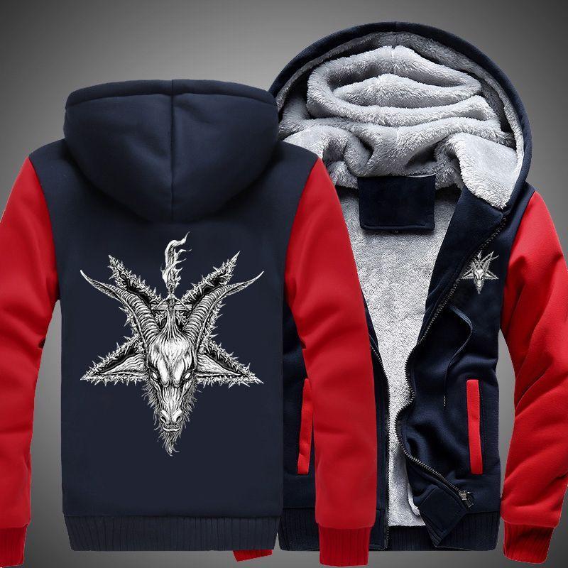 Baphomet Goat Skull Head Satanic Fleece Zipper Jacket – Herogameszone