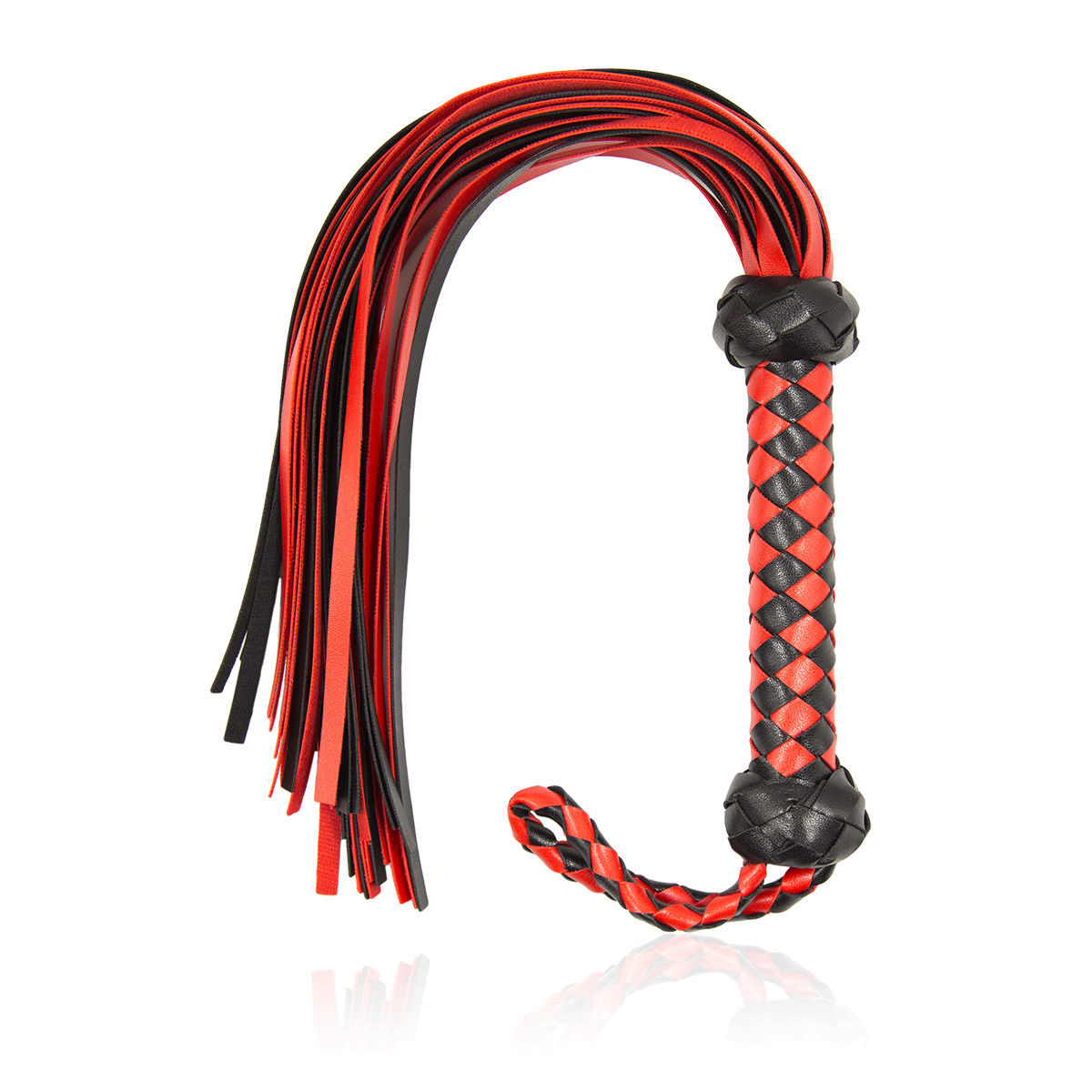 50cm Faux Leather Tassels Bondage Beginner Flogger - Red & Black