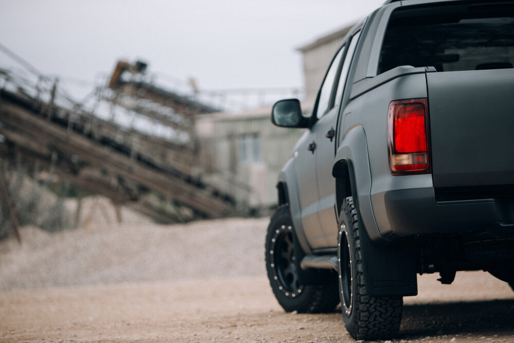 Pickup truck on a work site