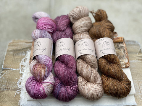 Four skeins of hand dyed yarn
