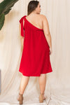 Clothing - Dress Plus Red Bow Tie One Shoulder