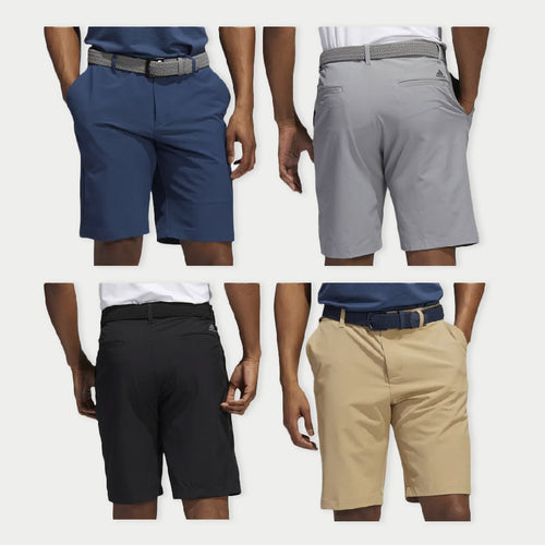 four models of the Adidas 2022 Ultimate365 10.5-Inch Core Golf Shorts in different colours